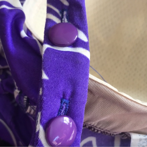 Vintage 70s Roxanne Pinup Purple Floral Romper One Piece Swimsuit - Picture 10 of 10